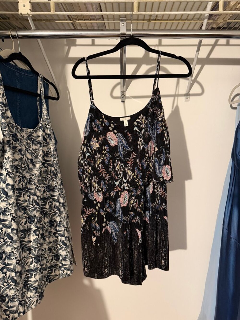 BP Nordstrom Black Floral Paisley Pleated Romper Size M